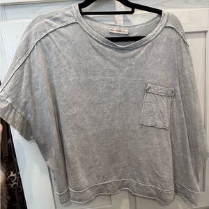 Zenana Outfitters mineral wash Gray cropped Short Sleeve Tee
